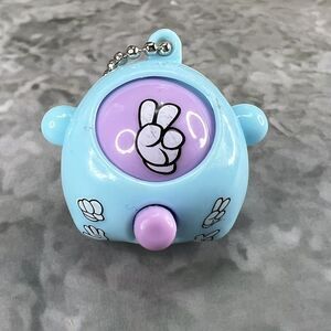 Light Blue Bunny Keychain Peace Sign Hand Gesture Y2K Kawaii Figural Keyring